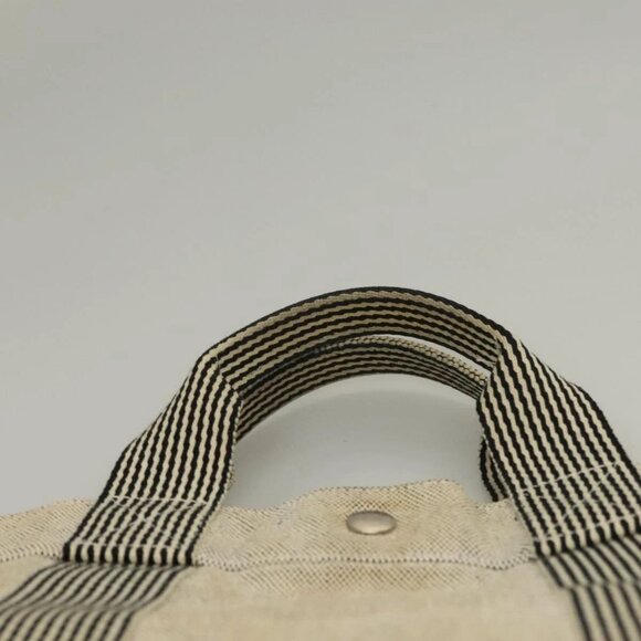 HERMES Fourre Tout MM Hand Bag Canvas Gray Silver Auth - Picture 11 of 16